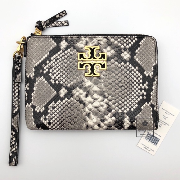 Tory Burch - Britten Large Zip Pouch -Snake (Grey) - Picture 7 of 8